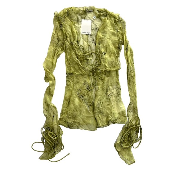 NWT Rat & Boa Cobra Blouse in Lime Green - Picture 2 of 5
